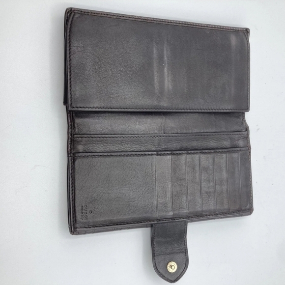 🤎🔹️GUCCI 🔹️ Leather long wallet Italy Guccissima heart Brown ✨️ - Picture 9 of 12